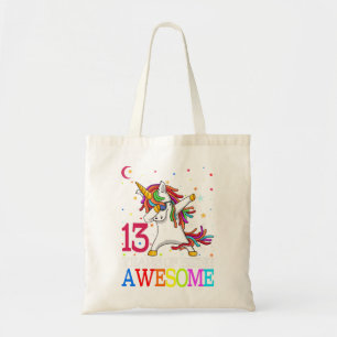 Bolsa Tote 13 Birthday Dabbing Unicorn Party Gift 13 Anos