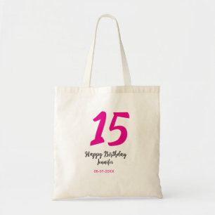 Bolsa Tote 15 aniversário quiencenera adicionar data ano mode