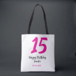 Bolsa Tote 15 aniversário quiencenera adicionar data ano mode<br><div class="desc">design editável</div>