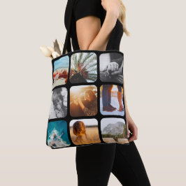 Bolsa Tote 18 Carregar preto de lado duplo com 18 fotos
