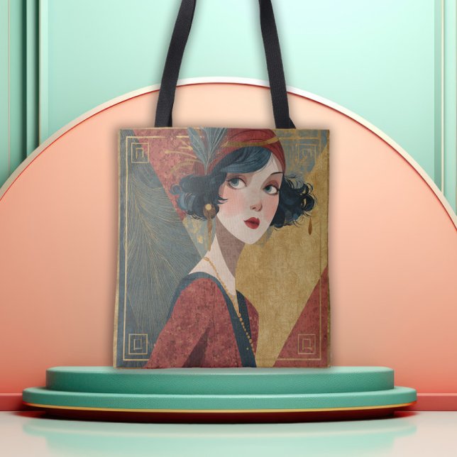 Bolsa Tote 1920's Art Deco Flapper Girl (Criador carregado)