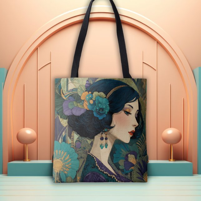 Bolsa Tote 1920's Art Deco Flapper Girl (Criador carregado)