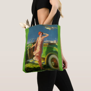 Bolsa Tote 1930, carro para mulheres e avião