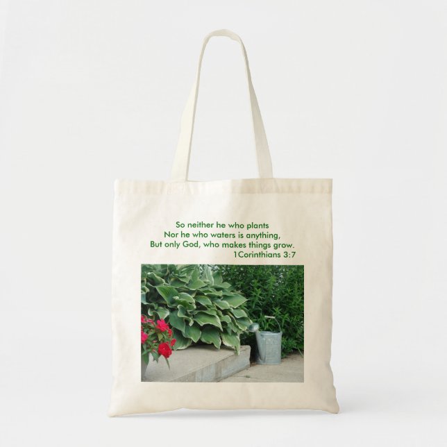 Bolsa Tote 1 3:7 dos Corinthians, lata molhando & plantas, (Frente)