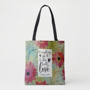 Bolsa Tote 1 Corinthians 16 14 Deixe tudo ser feito no Amor