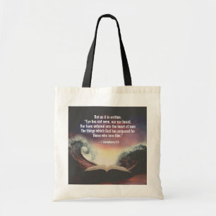 Bolsa Tote 1 Corinthians 2:9 Os olhos não viram, nem ouviram,