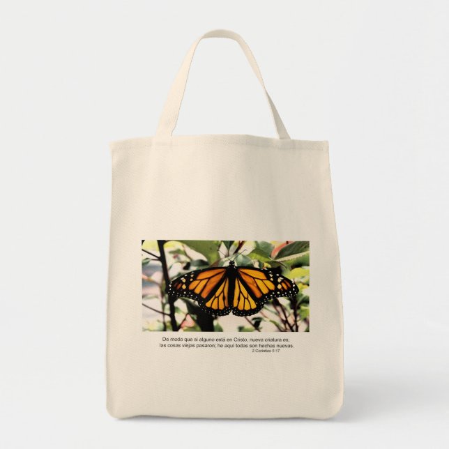 Bolsa Tote 1 Corinthians 5:17 Espanhol Se algum homem estiver (Frente)