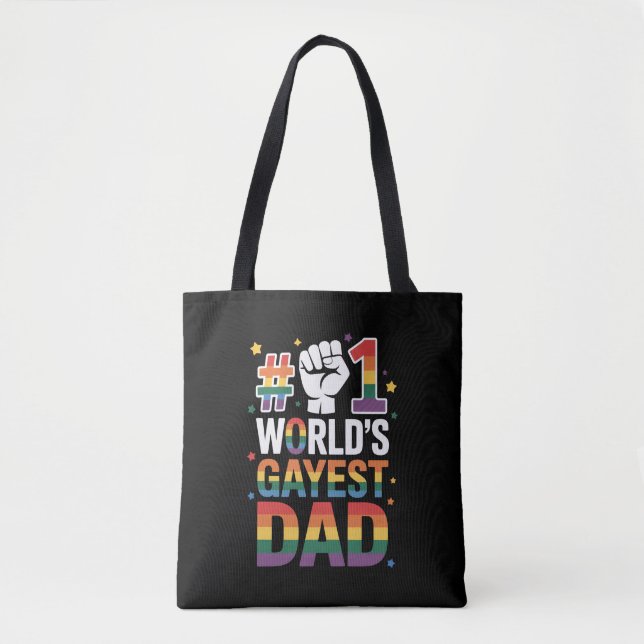 Bolsa Tote #1 Pai Gay Mais Gay do Mundo Dia dos Pais LGBT eng (Frente)