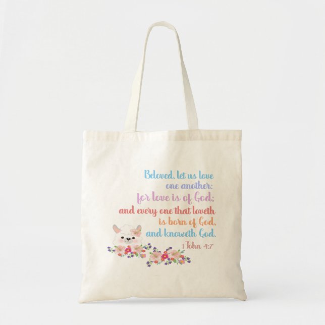 Bolsa Tote 1John4:7 Bíblia Verso (Frente)