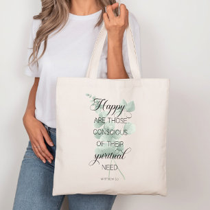 Bolsa Tote 2026 Texto do Ano JW Mateus 5:3 com Eucalipto