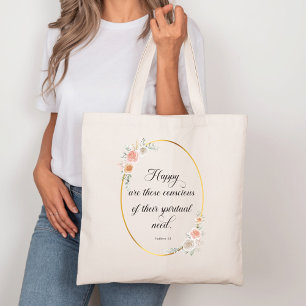 Bolsa Tote 2026 Texto do Ano JW Mateus 5:3 com Rosas