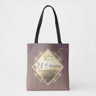 Bolsa Tote 21 Aniversário de Casamentos de ruas Brass e Iolit