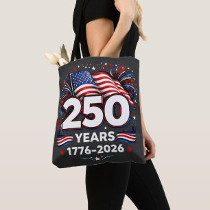 Bolsa Tote 250 Anos Fogo de Artifício Patriótico Preto