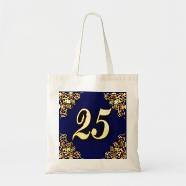 Bolsa Tote 25 Aniversário ou Regal do Aniversário Dourado e A (Frente)