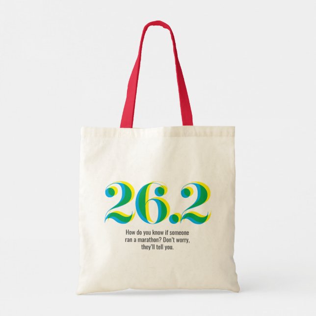 Bolsa Tote 26.2 Maratona com Texto Amarelo Azul Negrito (Verso)