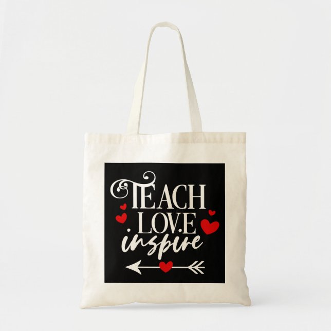 Bolsa Tote 2/2 Ensinar Amor inspira professores de jardim de  (Frente)