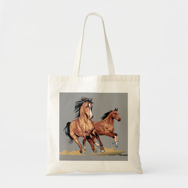 Bolsa Tote 2 Belos Cavalos Correndo Saco De Tote (Frente)
