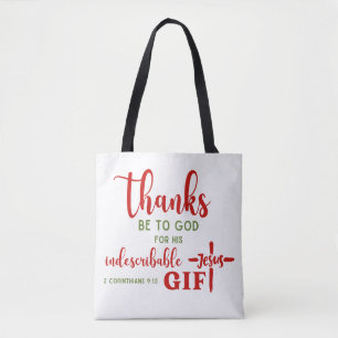 Bolsa Tote 2 Corinthians 9:15 Obrigados estão na Escritura de