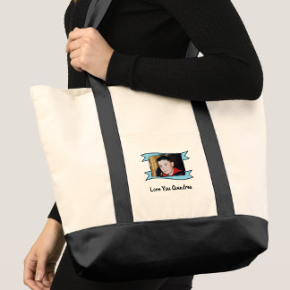 Bolsa Tote 2 fotos amo você vó azul