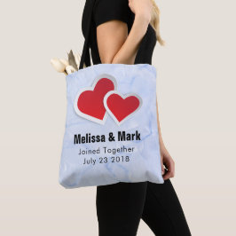Bolsa Tote 2 Papel Vermelho Corações sobre Casamento Azul-Mar