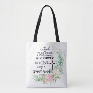 Bolsa Tote 2 Timothy 1:7 Deus não deu um espírito de medo