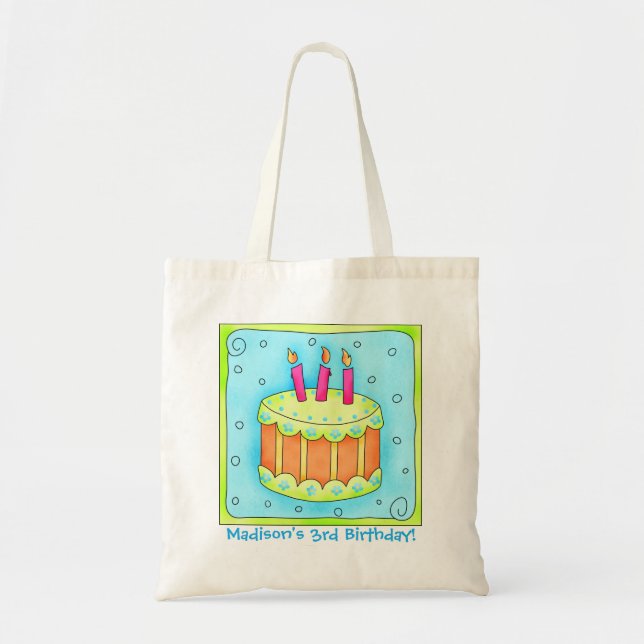 Bolsa Tote 3º Parabéns Nome do Bolo Personalizado Saco do Pre (Frente)