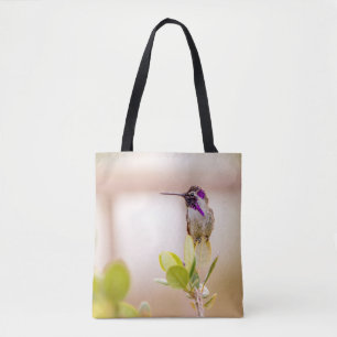 Bolsa Tote 3037-Hummingbird Sentado numa Folha