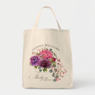 Bolsa Tote 30 e Fabuloso aniversário de 30 anos Floral Elega