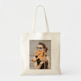 Bolsa Tote 30th birthday add name date year white photo
