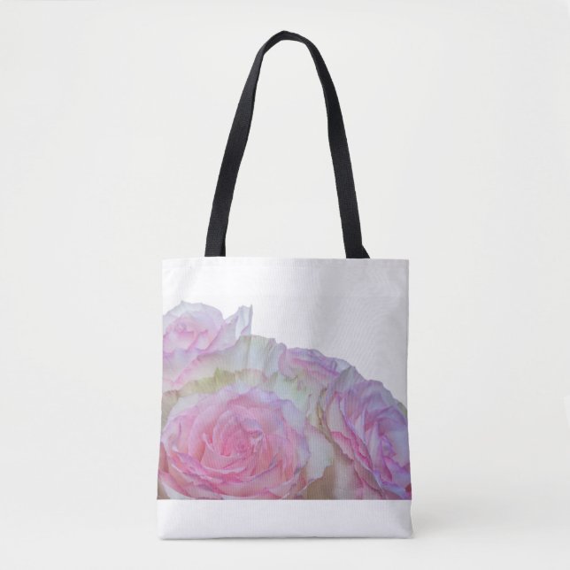 Bolsa Tote 3998-Rosas brancas e rosa (Frente)