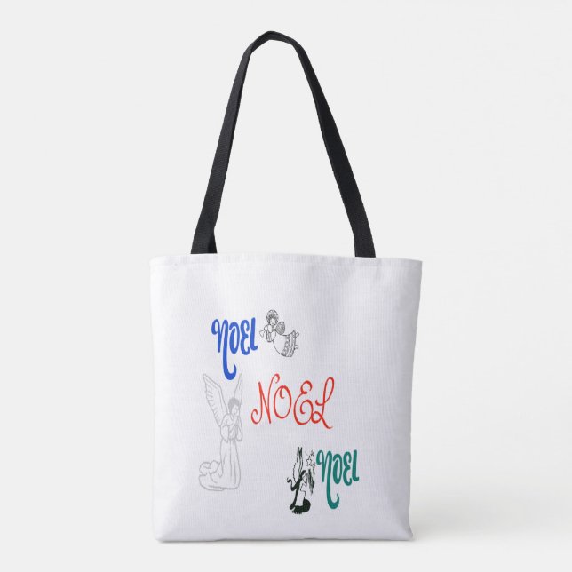 Bolsa Tote 3 anjos soprando trompete retorcendo (Verso)