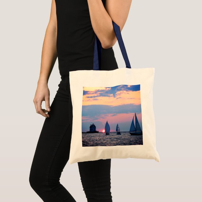Bolsa Tote 3 Barcos à vela ao sol (Frente (produto))