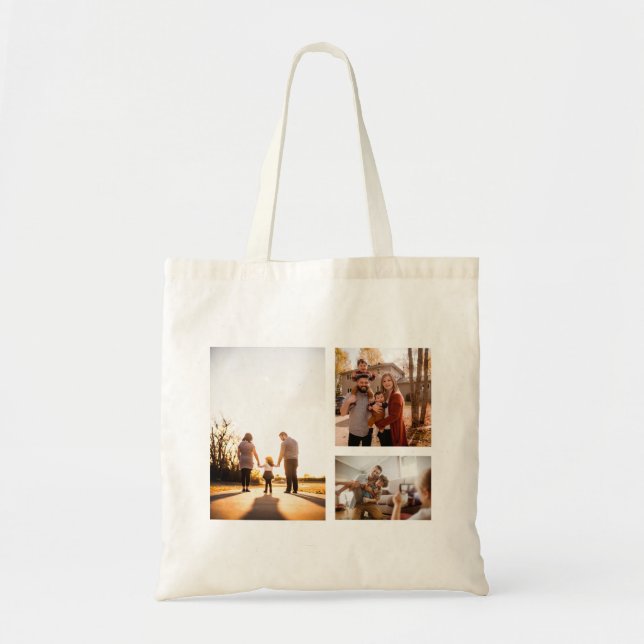 Bolsa Tote 3 Colagem Personalizada de Fotografias de Modelo (Frente)