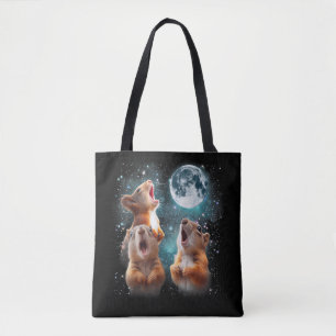 Bolsa Tote 3 Esquilo Moon Howling Cabeça de Esquilo Engraçado