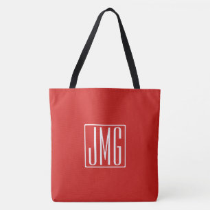 Bolsa Tote 3 Iniciais Monograma Vermelho e Branco (ou cor s