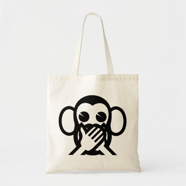 Bolsa Tote 3 Macacos Sábios Iwazaru 言 わ ざ る Fale NO Mau Emoji (Frente)