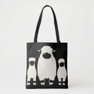 Bolsa Tote 3 Ovelha Nose Negra Negra em fila