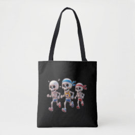 Bolsa Tote “3D Cartoon Skeleton Race • Funny Running Skeleton