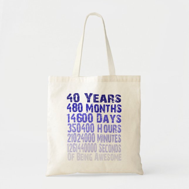 Bolsa Tote 40 anos de aniversário incrível desde 40 anos (Frente)