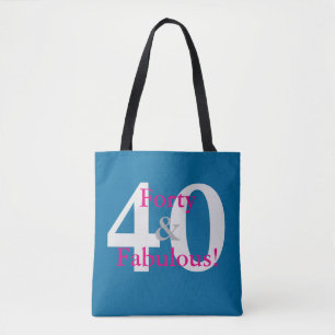 Bolsa Tote 40 e fabuloso! Azul e rosa quente personalizados d