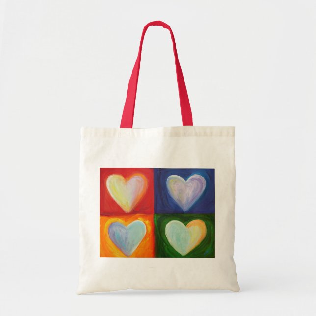 Bolsa Tote 4 Amor Corações Arte, Tote Bag Inspiracional (Frente)