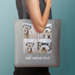 Bolsa Tote 4 Colagem de Fotografias - ESCOLHA A COR DE FUNDO<br><div class="desc">Use quatro fotos quadradas para criar um presente exclusivo e pessoal. Ou você pode ficar com o filhote hipster e fazer uma moda. Se precisar ajustar as fotos,  clique na ferramenta personalizar para fazer alterações.</div>