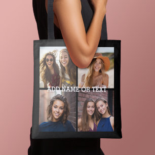Bolsa Tote 4 Colagem de Fotos - ESCOLHA A COR DO FUNDO