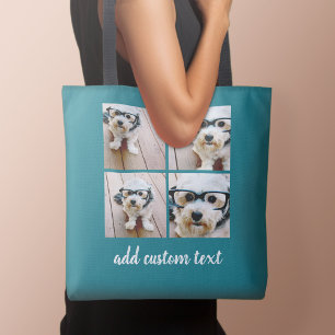 Bolsa Tote 4 Colagem de Fotos - ESCOLHA A COR DO FUNDO