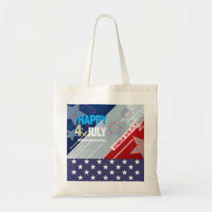 Bolsa Tote 4 de julho American Flag Heart Flag Fireworks