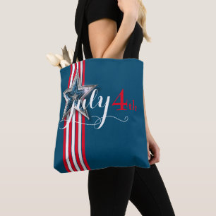 Bolsa Tote 4 de julho Red & White Stripes & Star