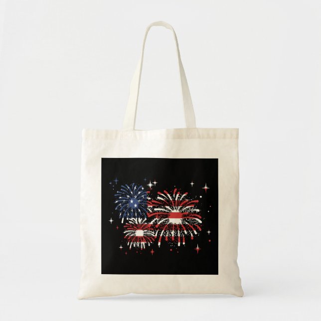 Bolsa Tote 4 de julho USA Fireworks (Frente)