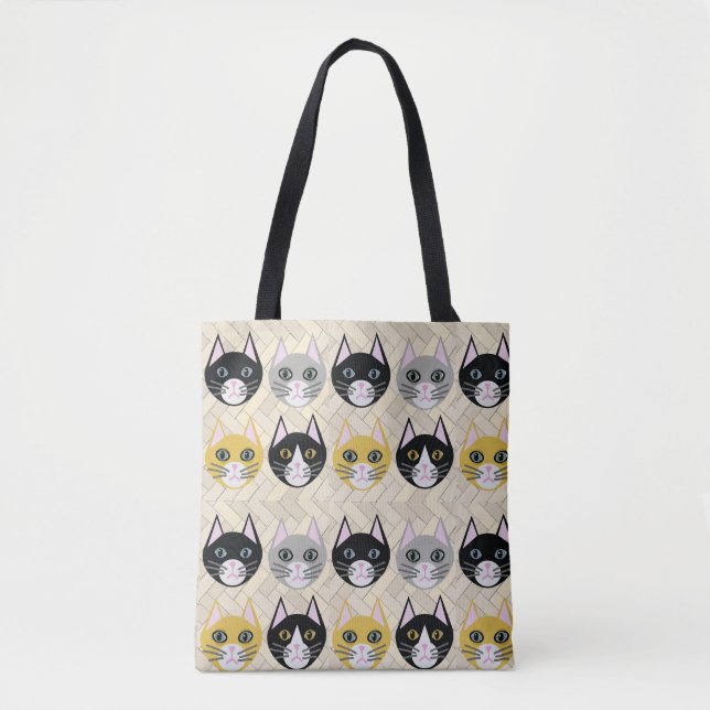 Bolsa Tote 4 Gatos, Herringbone Beige (Frente)