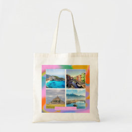 Bolsa Tote 4 memórias de viagem fotográficas coloridas modern