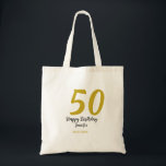 Bolsa Tote 50º aniversário adicionar nome data ano modelo neg<br><div class="desc">design editável</div>
